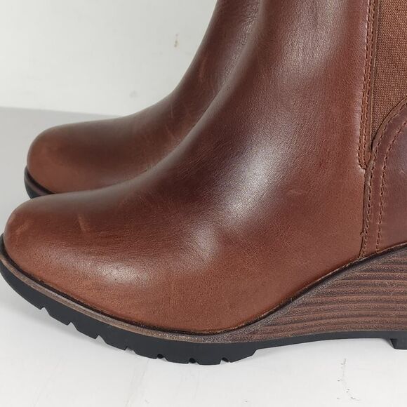 Sorel Women's After Hours US8,5 Brown Leather Wedge Ankle Chelsea Boots - Picture 12 of 15